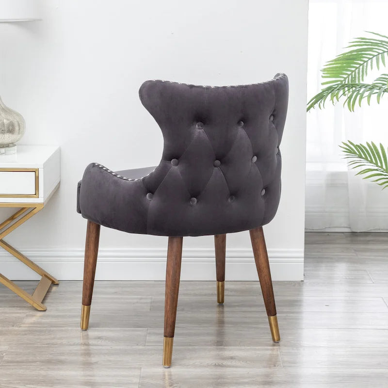 Gray 23  Polyester Upholstered Accent Chair with Rubberwood Legs