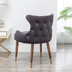 Gray 23  Polyester Upholstered Accent Chair with Rubberwood Legs