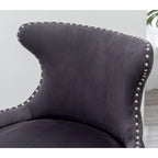 Gray 23  Polyester Upholstered Accent Chair with Rubberwood Legs
