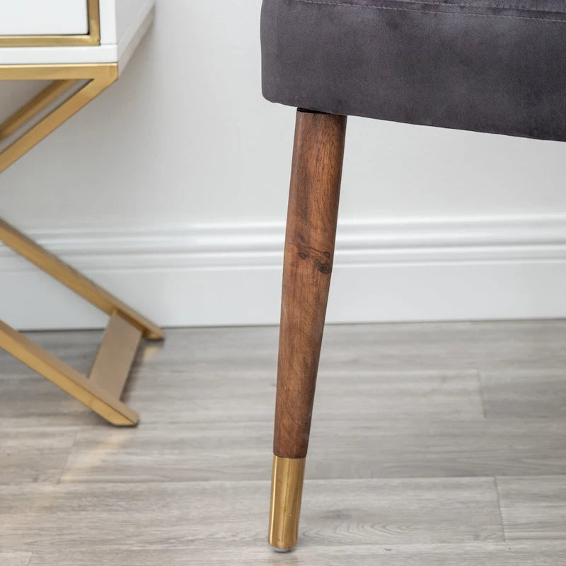 Gray 23  Polyester Upholstered Accent Chair with Rubberwood Legs