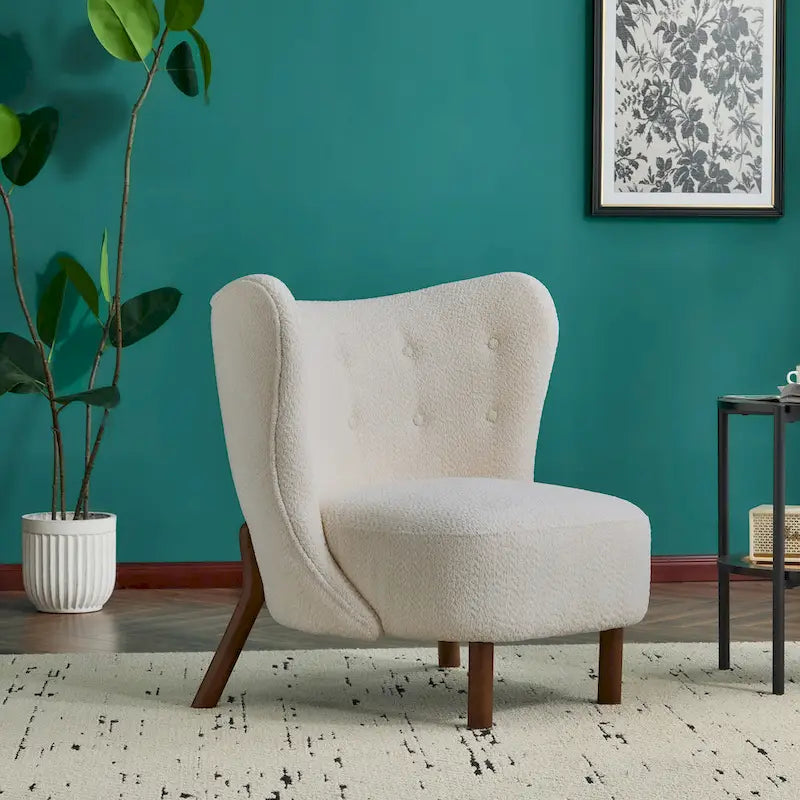 Camille Modern Upholstered Armless Accent Chair with Plush Seating and Solid Wood Frame