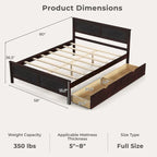 Full Size Wooden Bed Frame with 2 Storage Drawers & Under-bed