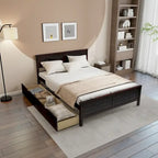 Full Size Wooden Bed Frame with 2 Storage Drawers & Under-bed
