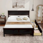 Full Size Wooden Bed Frame with 2 Storage Drawers & Under-bed