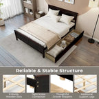 Full Size Wooden Bed Frame with 2 Storage Drawers & Under-bed