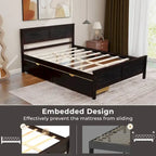 Full Size Wooden Bed Frame with 2 Storage Drawers & Under-bed