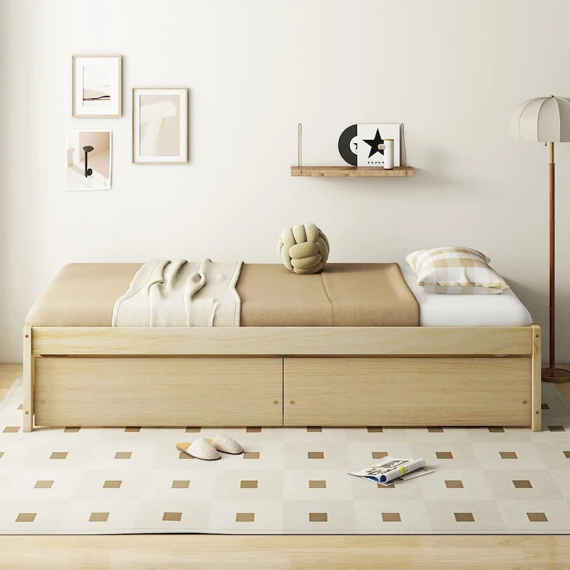 Twin Size Captain Bed w/ 2 Drawers Slats Support Twin Daybed