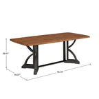 Eleanor 78-inch Oak Top Dining Table with Interlocking Base