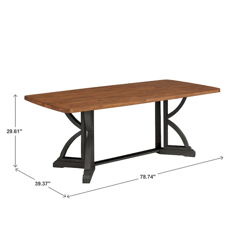 Eleanor 78-inch Oak Top Dining Table with Interlocking Base