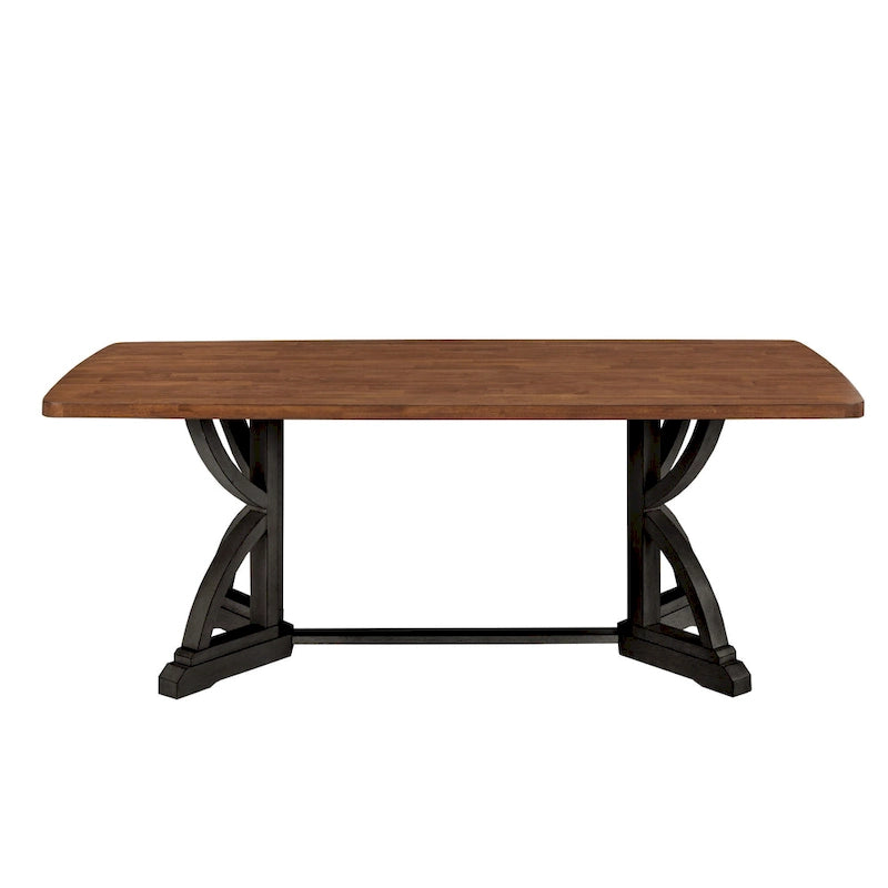 Eleanor 78-inch Oak Top Dining Table with Interlocking Base