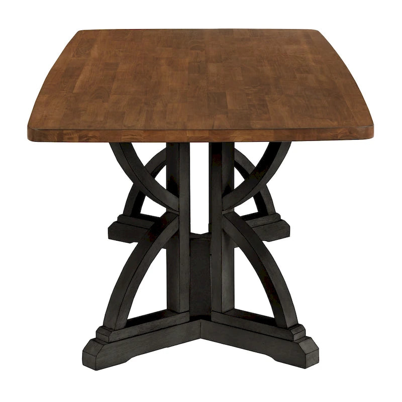 Eleanor 78-inch Oak Top Dining Table with Interlocking Base