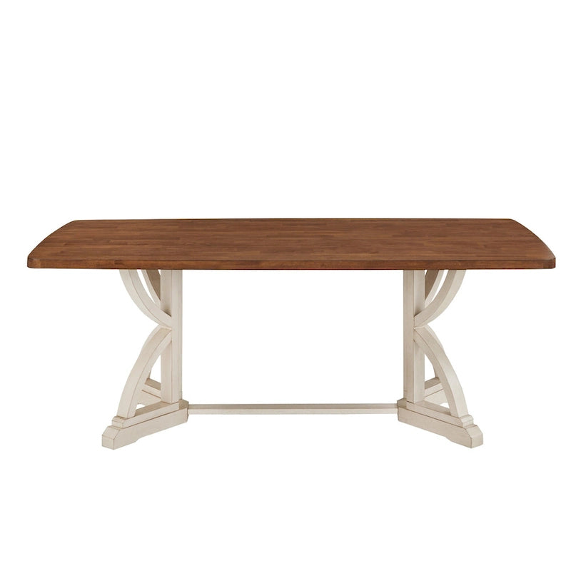 Eleanor 78-inch Oak Top Dining Table with Interlocking Base