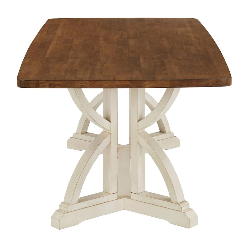Eleanor 78-inch Oak Top Dining Table with Interlocking Base