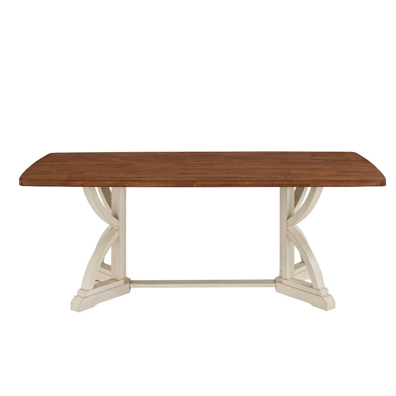 Eleanor 78-inch Oak Top Dining Table with Interlocking Base