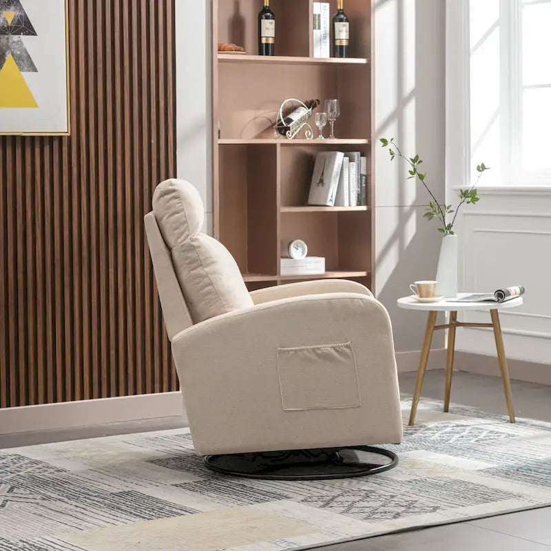 Modern Upholstered Swivel Glider Rocking Chair for Nursery