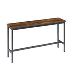 Rustic-Style Rectangular Dining Table with PU Leather Bar Stools