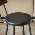 Rustic-Style Rectangular Dining Table with PU Leather Bar Stools