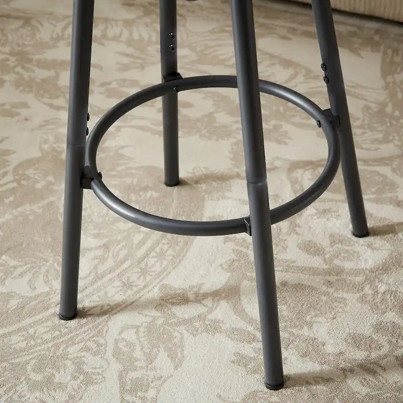 Rustic-Style Rectangular Dining Table with PU Leather Bar Stools