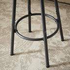Rustic-Style Rectangular Dining Table with PU Leather Bar Stools