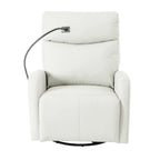 Grey Power Recliner with Swivel, USB Ports & Adjustable Footrest