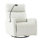 Grey Power Recliner with Swivel, USB Ports & Adjustable Footrest