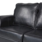Black Modern 80  Faux Leather 3-seater Sofa with Birch Wood Legs and Nailheads for Living Room