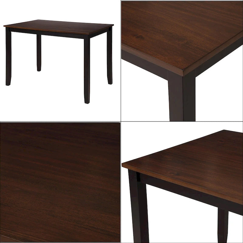 Black 5-Piece Wooden Dining Table Set with Rectangular Table & 4 Chairs
