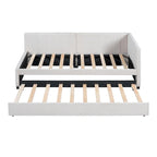 Twin Linen Daybed with Trundle and Semi-Closed Design