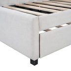 Twin Linen Daybed with Trundle and Semi-Closed Design