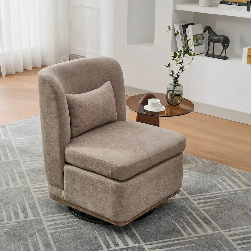 Chenille Armless Swivel Accent Chair