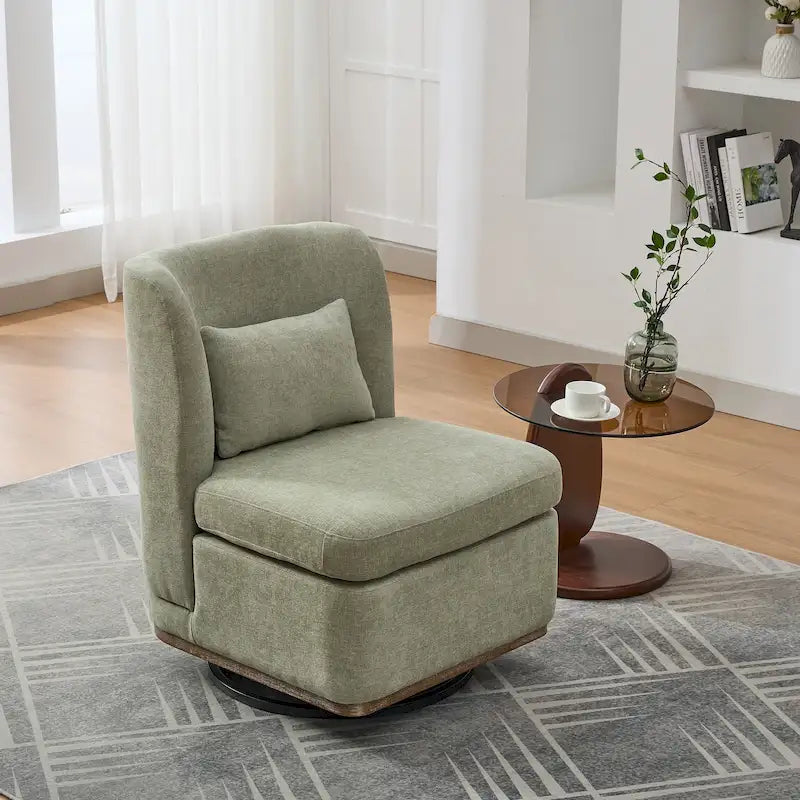 Chenille Armless Swivel Accent Chair