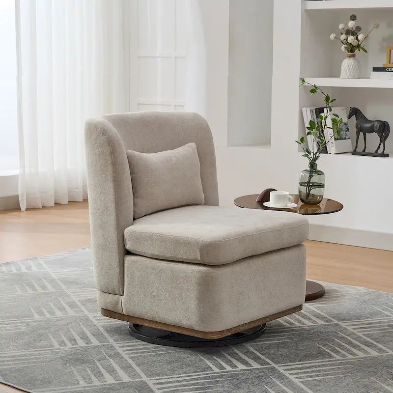 Chenille Armless Swivel Accent Chair