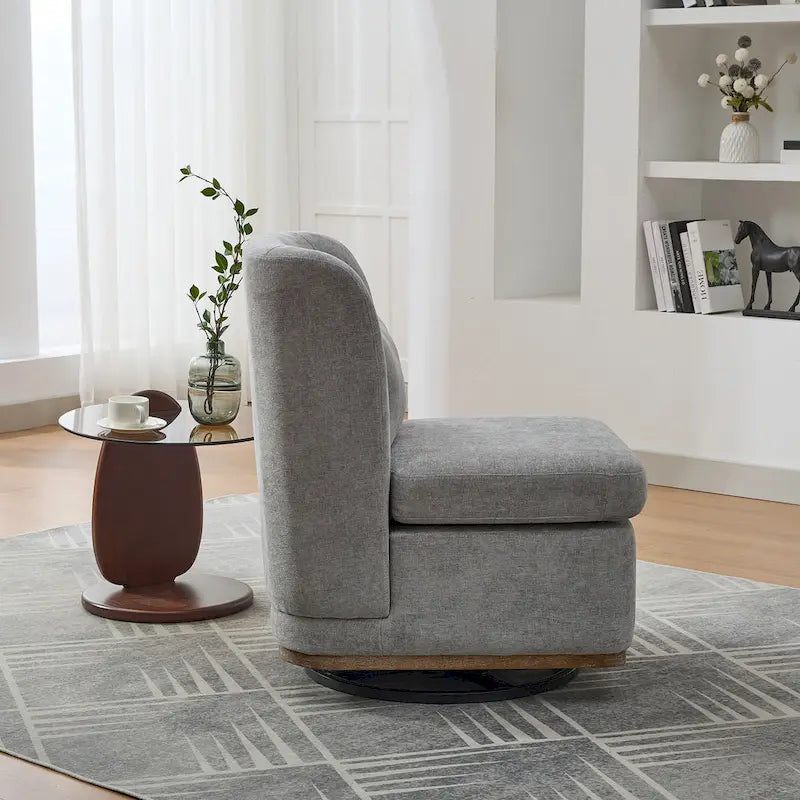 Chenille Armless Swivel Accent Chair