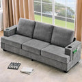 89  3-Seater Sofa, Deep Seat Sofa, Modern Comfy Couches for Living Room with Cup Holders