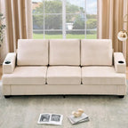 89  3-Seater Sofa, Deep Seat Sofa, Modern Comfy Couches for Living Room with Cup Holders