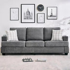 89  3-Seater Sofa, Deep Seat Sofa, Modern Comfy Couches for Living Room with Cup Holders
