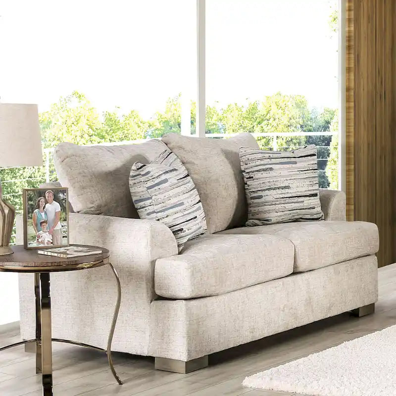 Nort Transitional Fabric Upholstered Flared Arms 2-Piece Sofa Set
