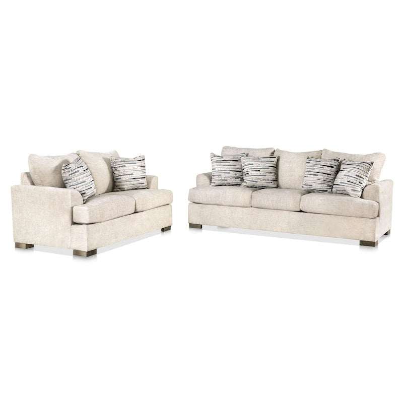 Nort Transitional Fabric Upholstered Flared Arms 2-Piece Sofa Set