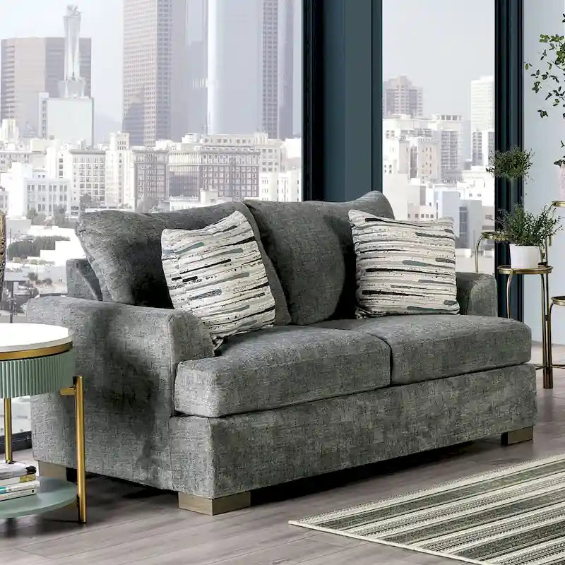 Nort Transitional Fabric Upholstered Flared Arms 2-Piece Sofa Set