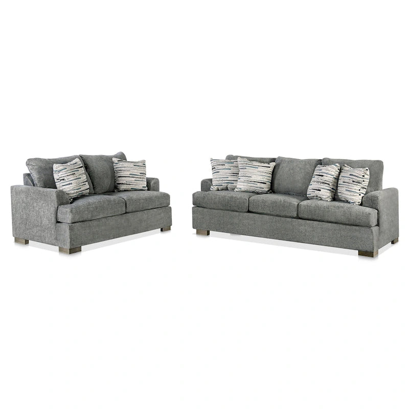 Nort Transitional Fabric Upholstered Flared Arms 2-Piece Sofa Set