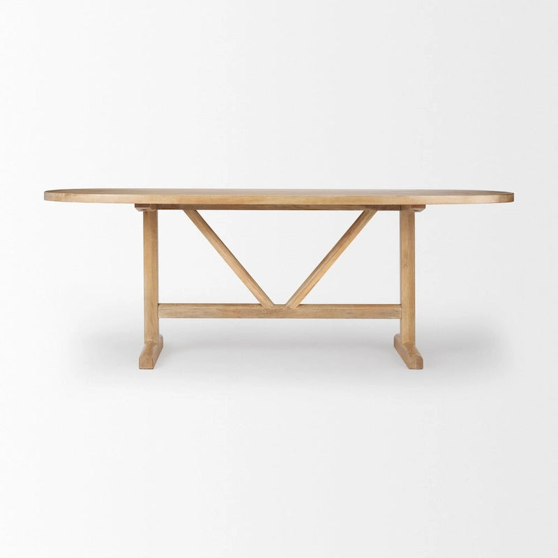 84  Light Brown Solid Wood Dining Table - 84 L x 42 W x 30 H