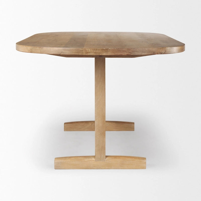 84  Light Brown Solid Wood Dining Table - 84 L x 42 W x 30 H