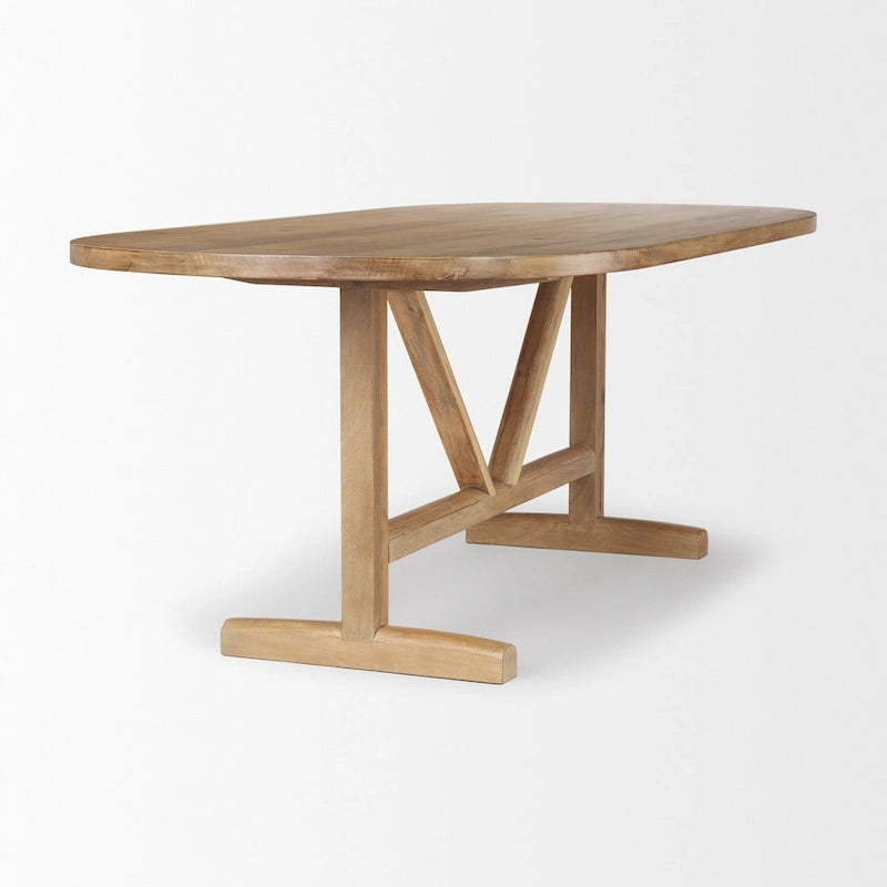 84  Light Brown Solid Wood Dining Table - 84 L x 42 W x 30 H