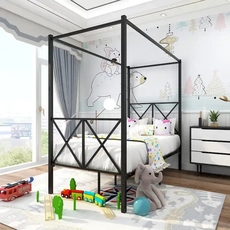Metal Canopy Bed Frame Platform Bed Frame