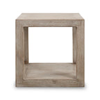 Peking Grand Framed Square Side Table, 22 Inch Tall, Weathered White Wash Finish