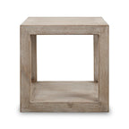 Peking Grand Framed Square Side Table, 22 Inch Tall, Weathered White Wash Finish