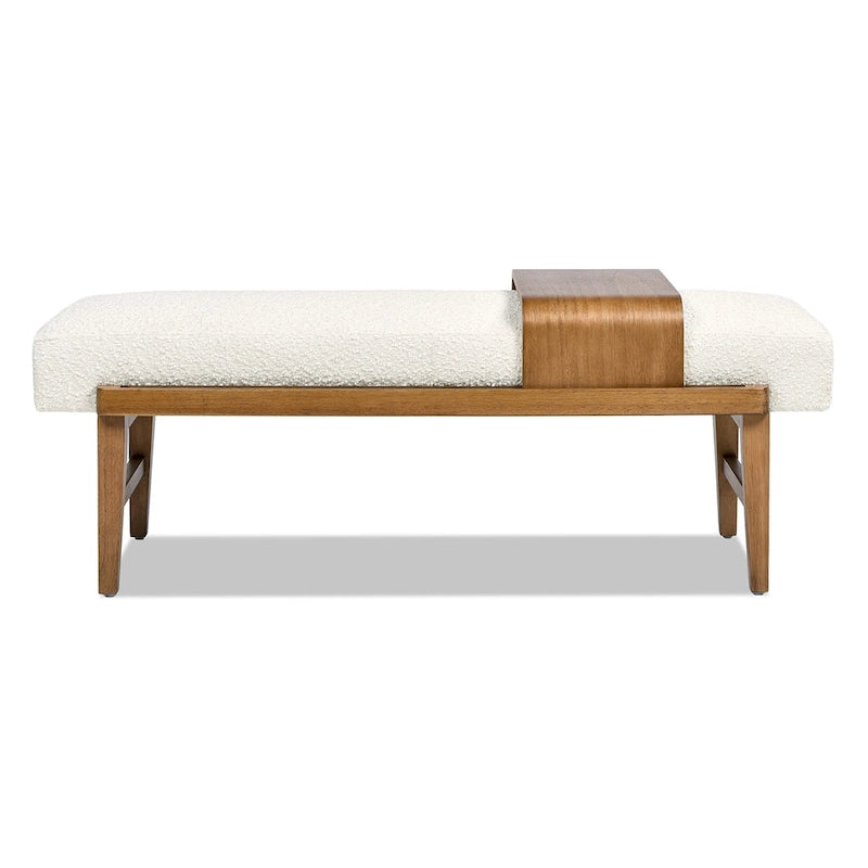 Billie 52  Boucle Faux Sherpa Modern Telephone Bench with Sliding Shelf