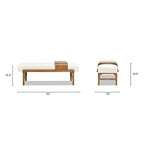 Billie 52  Boucle Faux Sherpa Modern Telephone Bench with Sliding Shelf