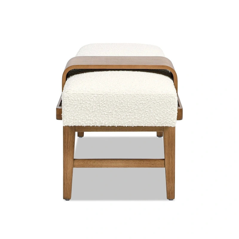Billie 52  Boucle Faux Sherpa Modern Telephone Bench with Sliding Shelf