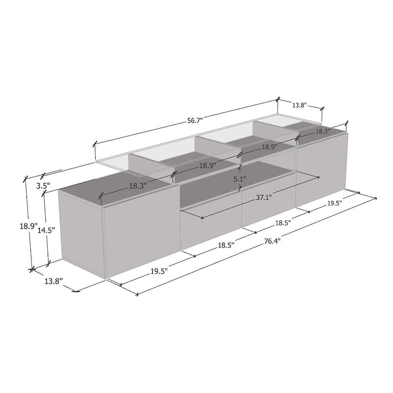 Evora Modern TV Stand with LED Light System